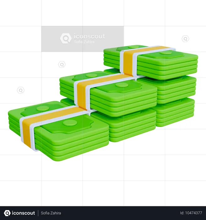 Apilar dinero en efectivo  3D Icon