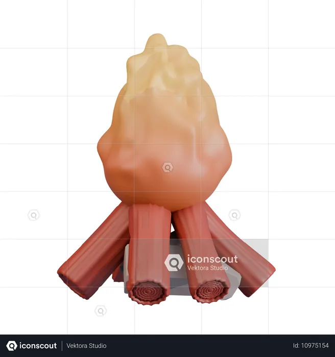 Pila de leña ardiendo  3D Icon