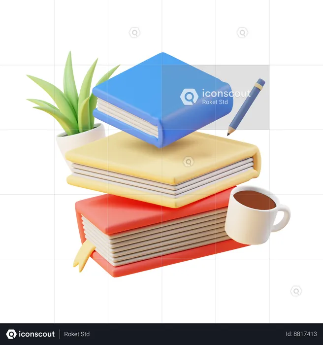 Pila de libros  3D Icon