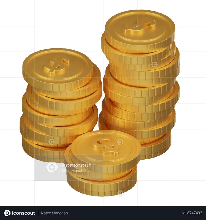 Pila de monedas  3D Icon