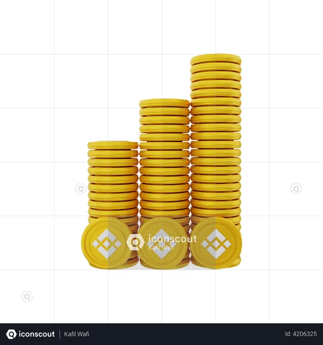 Pila de monedas binance  3D Illustration