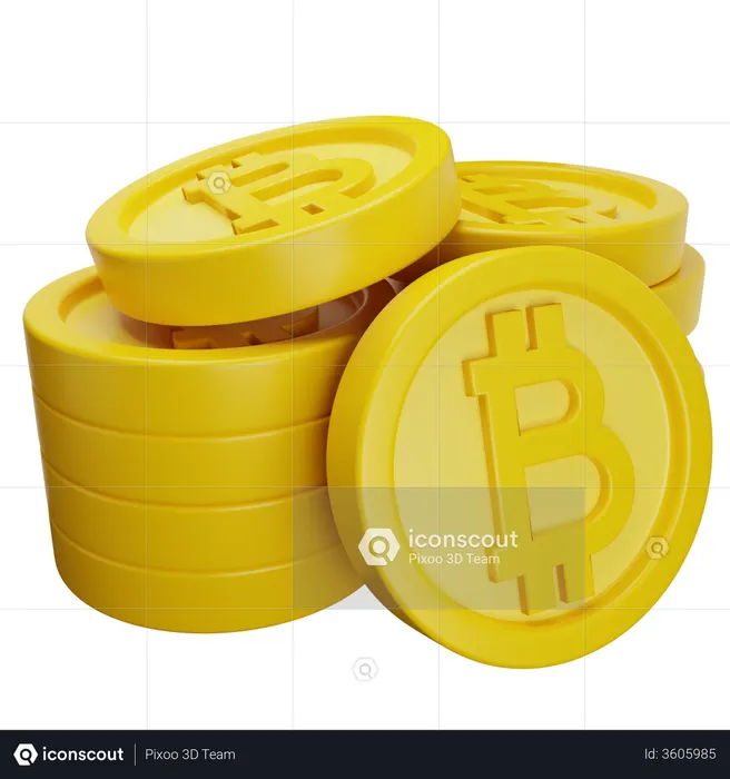 Pila de monedas bitcoin  3D Illustration