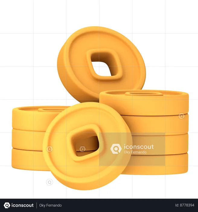 Pila de monedas chinas  3D Icon