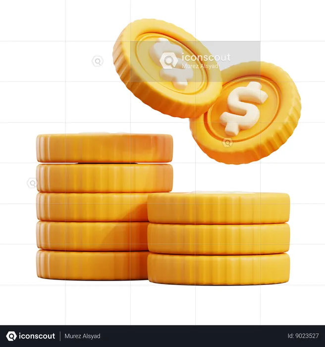 Pila de monedas de un dólar  3D Icon