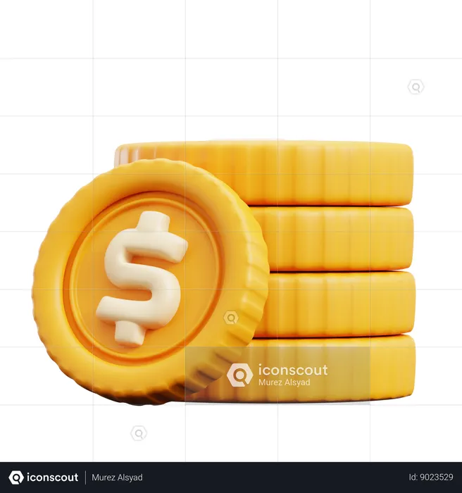 Pila de monedas de un dólar  3D Icon