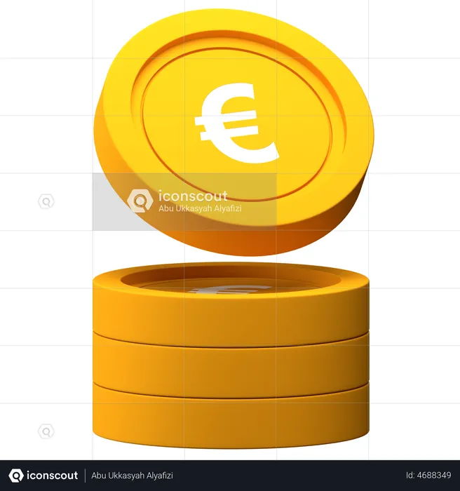 Pila de monedas de euro  3D Illustration