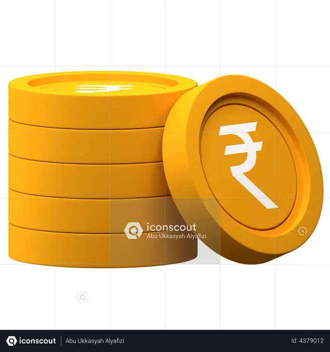Pila de monedas de rupia  3D Icon