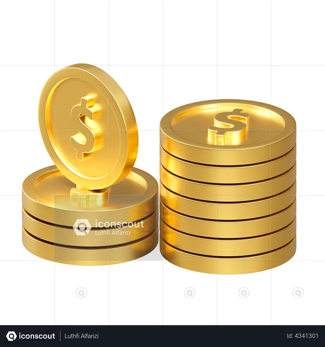 Pile de pièces de monnaie  3D Illustration