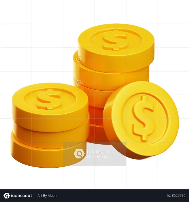 Pile de pièces de monnaie en dollars  3D Icon