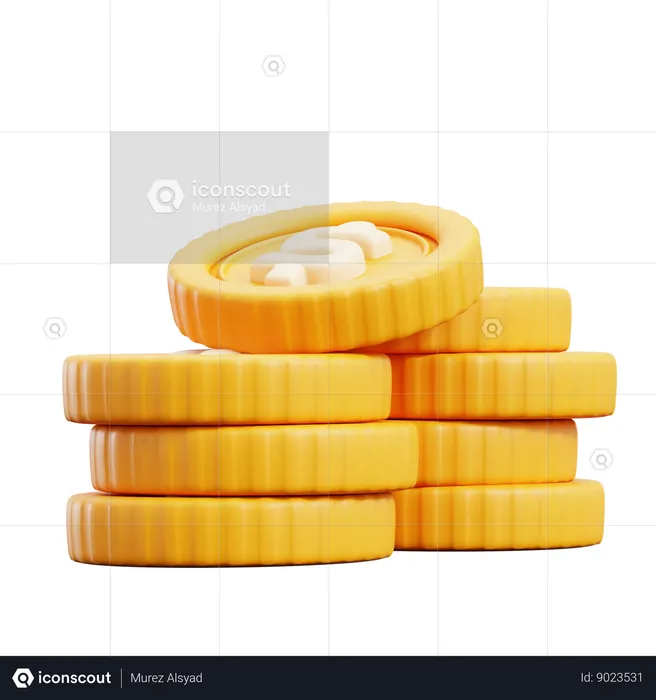 Pile de pièces d'un dollar  3D Icon