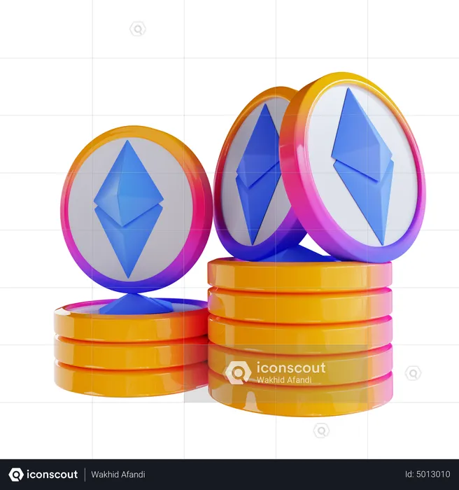 Pile de pièces d'Ethereum  3D Icon