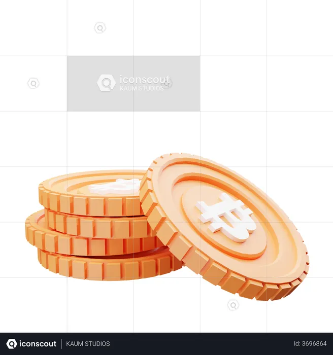 Pile of Bitcoin Coins  3D Illustration