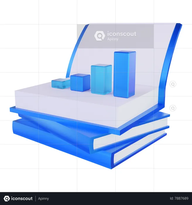 Des piles de livres avec une croissance graphique vers le haut  3D Icon