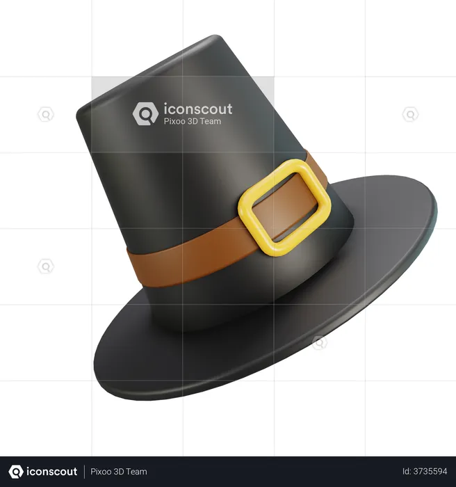 Pilgrim Hat  3D Illustration