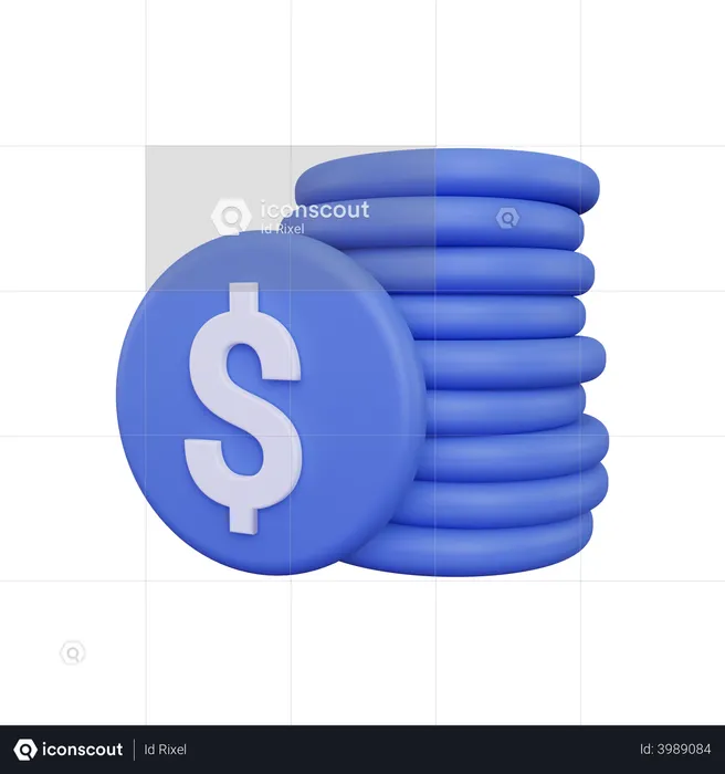 Pilha de moeda de dólar  3D Illustration