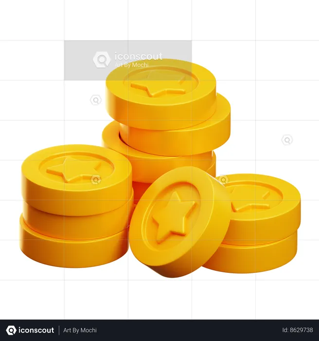 Pilha de moedas estrela  3D Icon