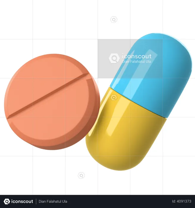 Pill and Capsule  3D Illustration
