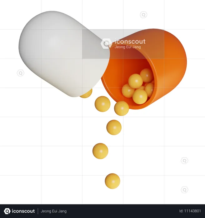 Pill With Contents Spilling Out  3D Icon