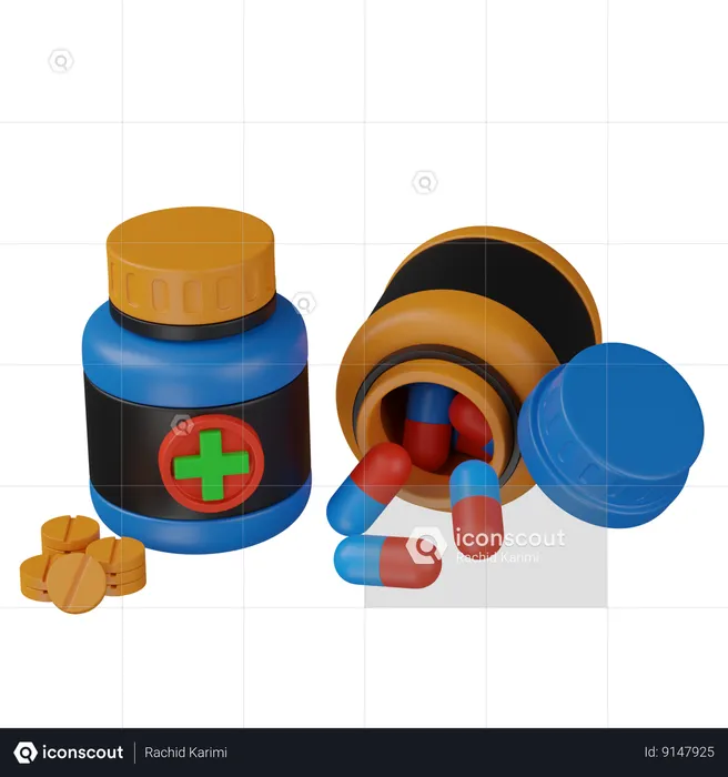 Bouteilles de pilules  3D Icon