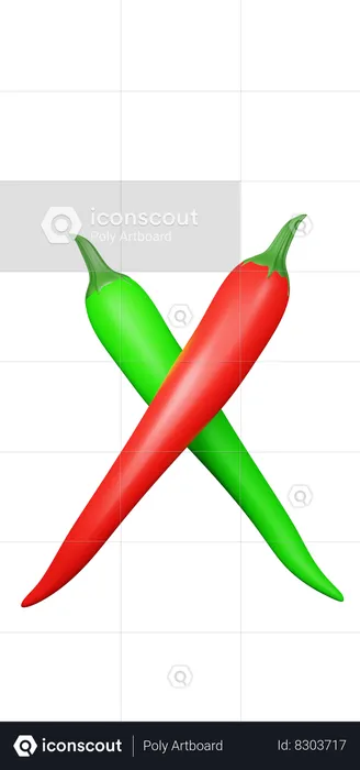 Pimiento verde y rojo  3D Icon