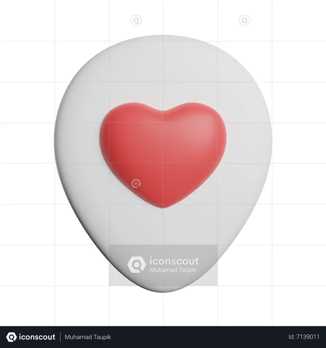 Pin Love Flag 3D Icon