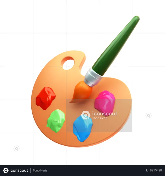 Pinceau et palette de couleurs  3D Icon