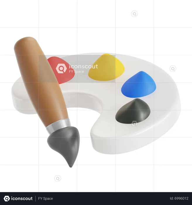 Pinceau et palette de couleurs  3D Icon