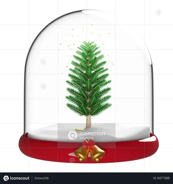 Pine tree is inside glass dome  3D Illustration