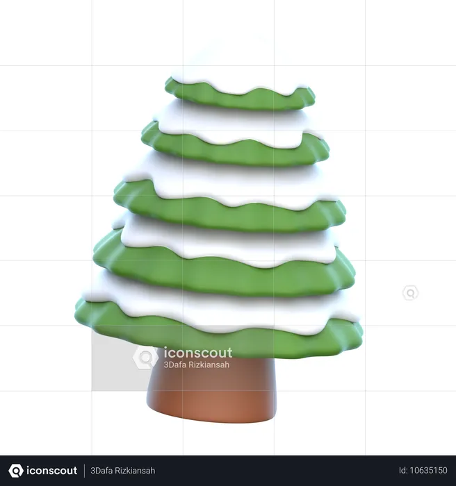 Pine tree with snow  3D Icon