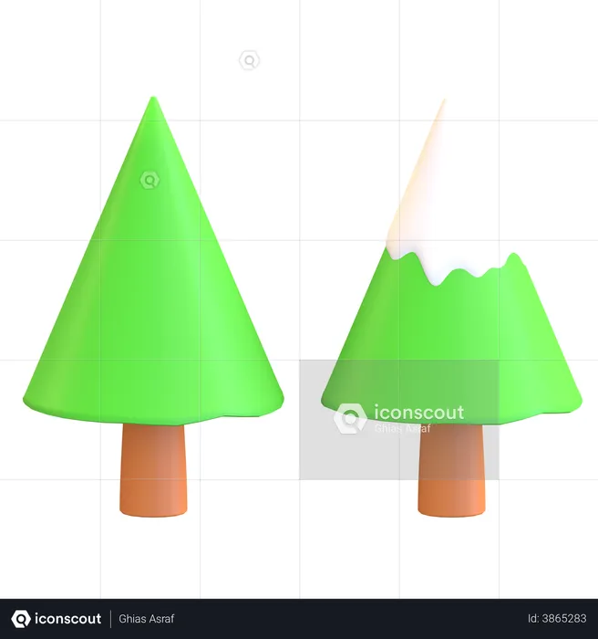 Pine tree with snow on leaves  3D Illustration