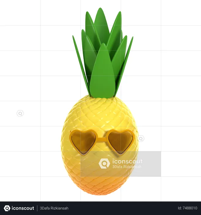 Pineapple With Glasses  3D Icon