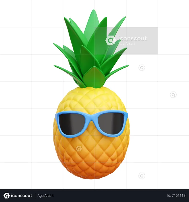 Pineapple With Glasses  3D Icon
