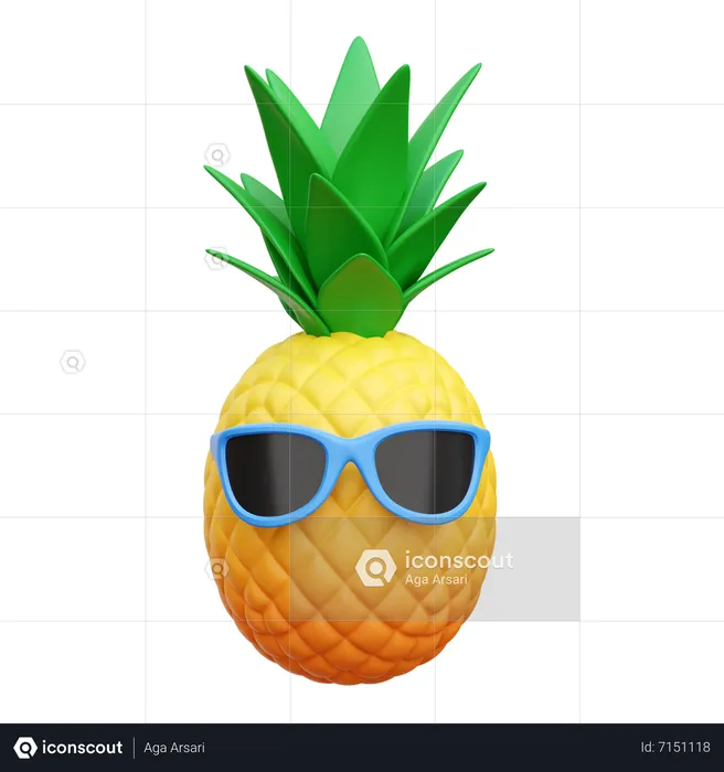 Pineapple With Glasses  3D Icon