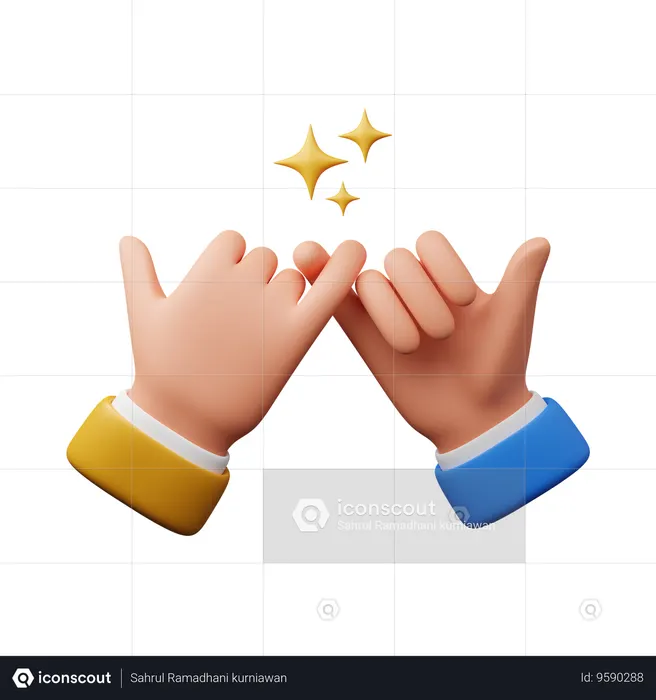 Pingky promise hand gesture  3D Icon