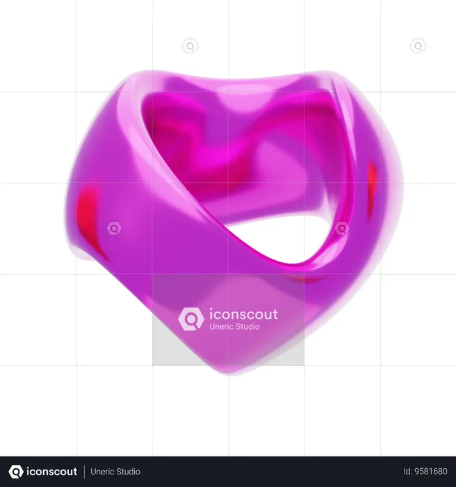 Pink Abstract Metalic Bending Circle Shape  3D Icon