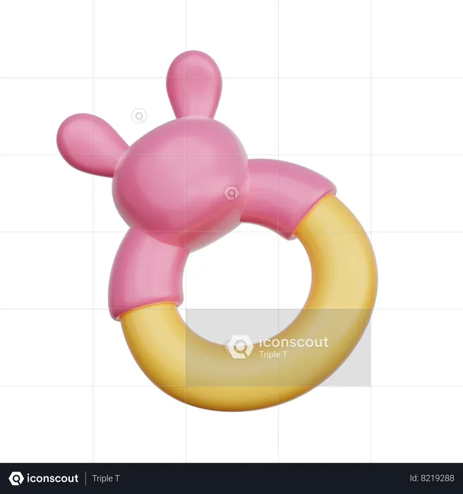 Pink Baby Teething Ring  3D Icon