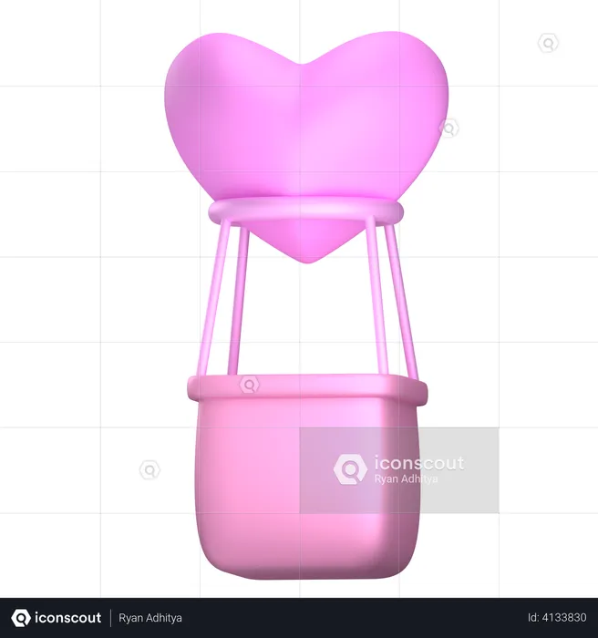 Pink Balloon Love  3D Illustration