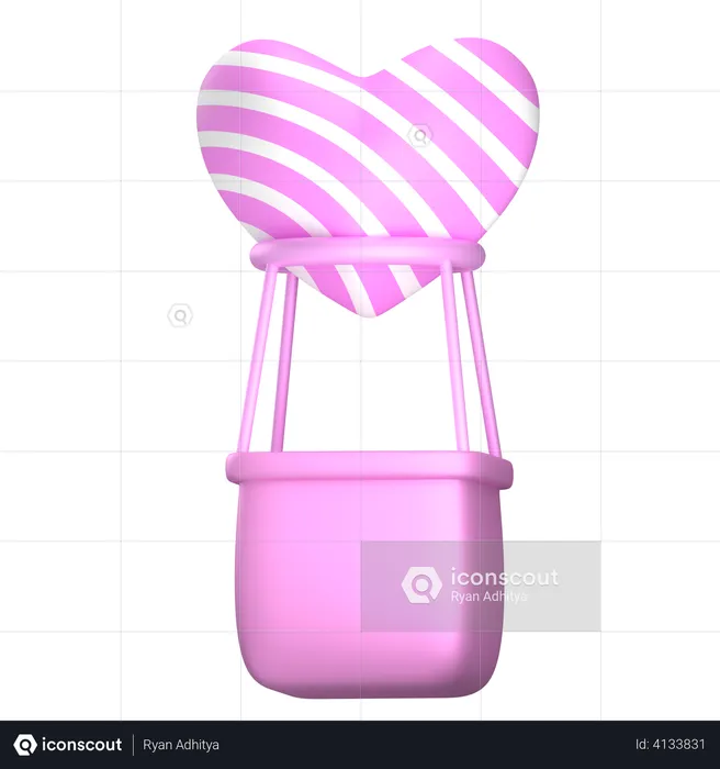 Pink Balloon Love Stripe  3D Illustration