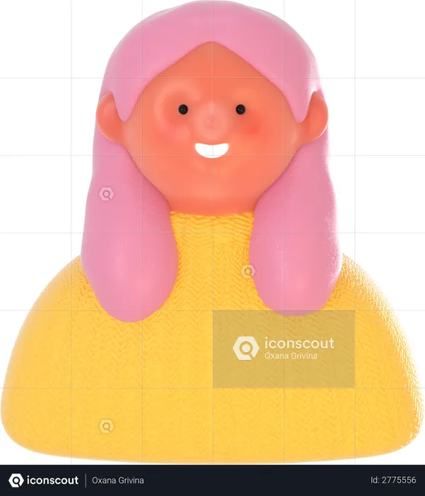 Pink Haired girl  3D Illustration