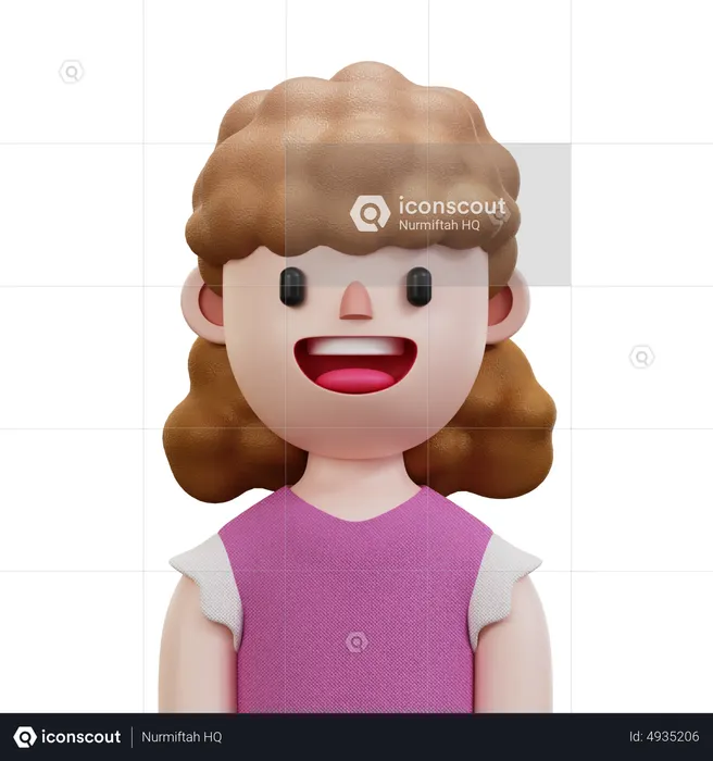 Pink Shirt Woman  3D Icon