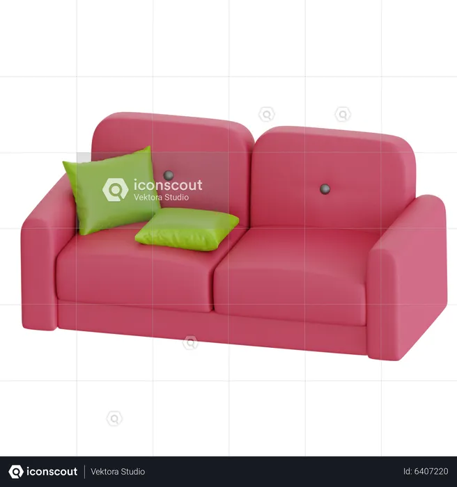 Pink Sofa  3D Icon