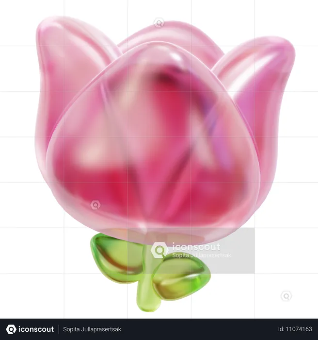 Pink Tulip  3D Icon