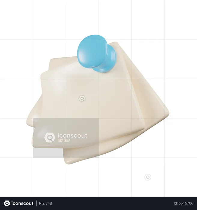 Pinned Paper Sheets  3D Icon
