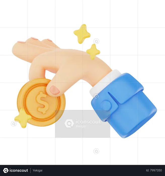 Pinning Coins Hand Gesture  3D Icon