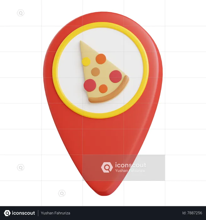 Pin de localização de pizza  3D Icon