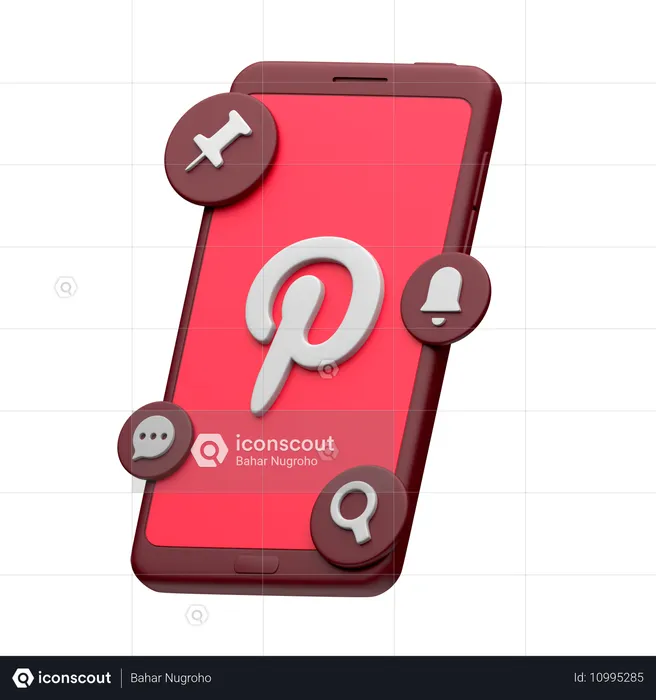 Pinterest no smartphone Logo 3D Icon