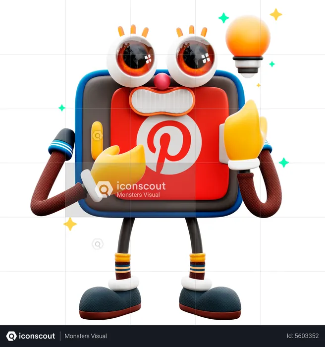Pinterest Sticker Logo 3D Illustration