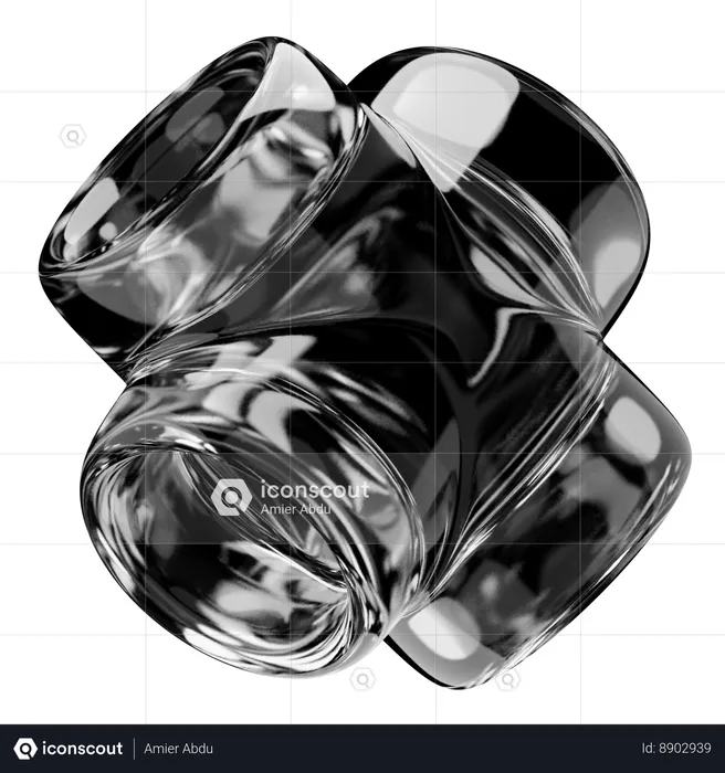 Pipe Abstract Glass Shape  3D Icon