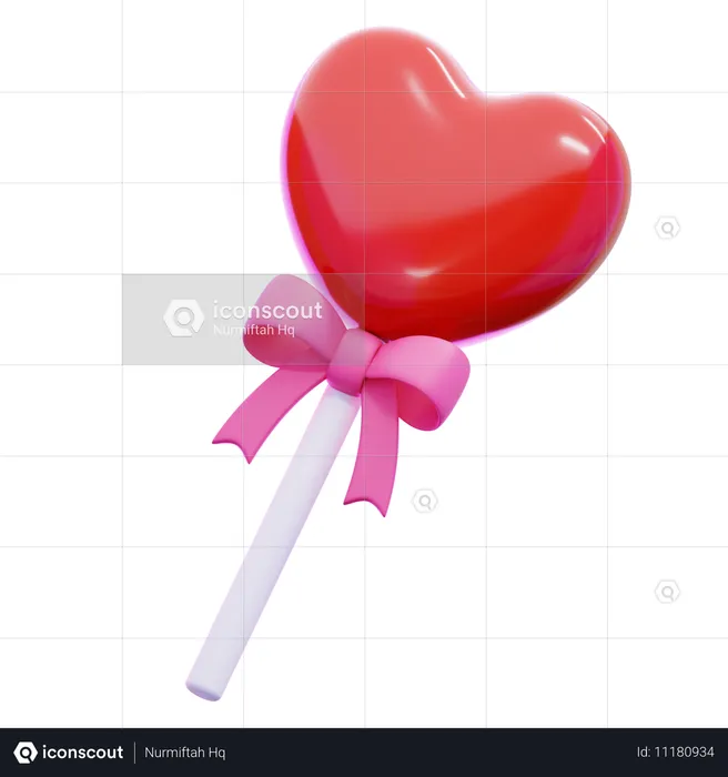 Piruleta de corazón con lazo  3D Icon