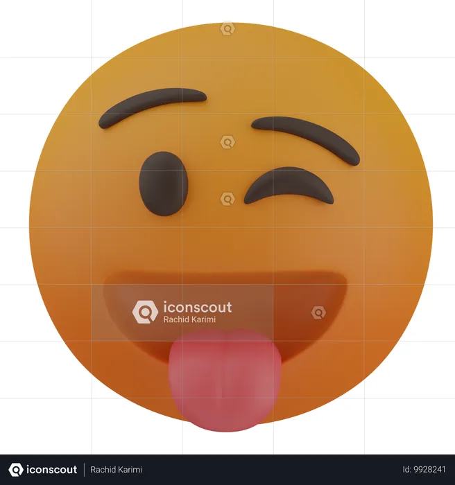 Piscando o rosto com a língua Emoji 3D Icon